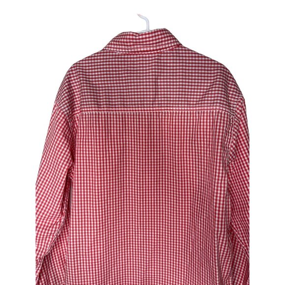 Nautica Boys Medium 10/12 Red Gingham Check Long Sleeve Button Down Shirt - Picture 9 of 12